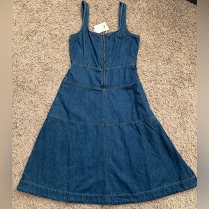 Free Assembly 42 Inch Women's Sleeveless Square Neck Denim Midi Dress Size: S